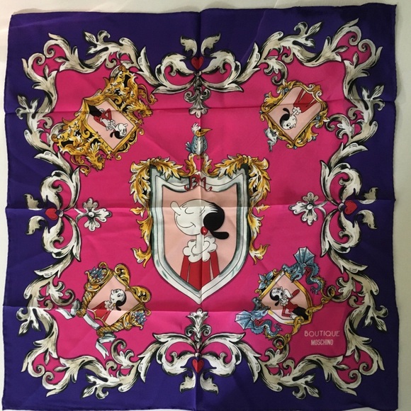 Moschino Accessories - NWT Moschino Boutique Olive Oyl Square Silk Scarf